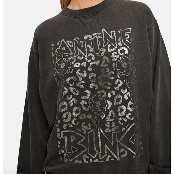Anine Bing Tops - Anine Bing Ramona Sweatshirt Leopard Washed Black‎ Graphic Pullover XS